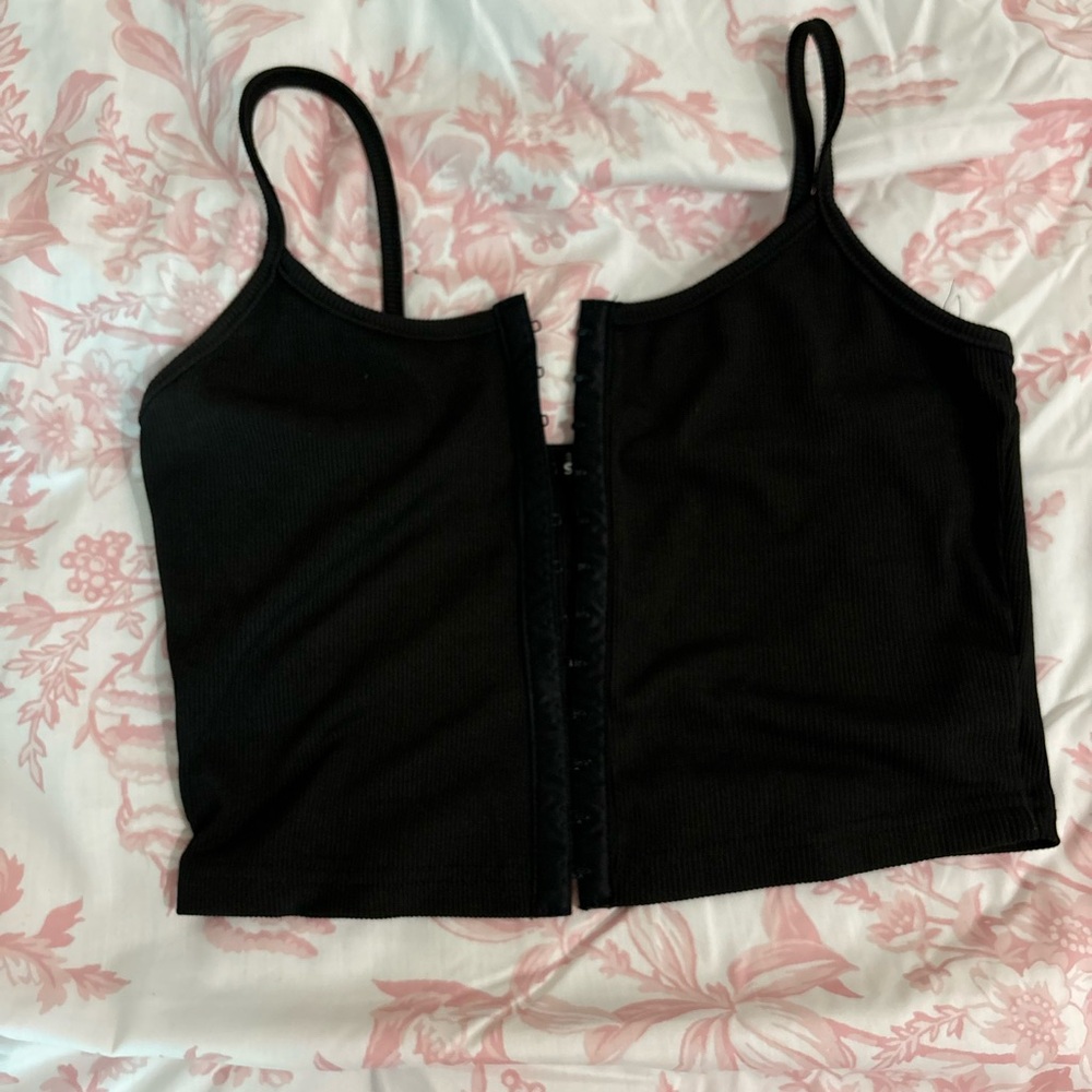 black tank top with button detailing
